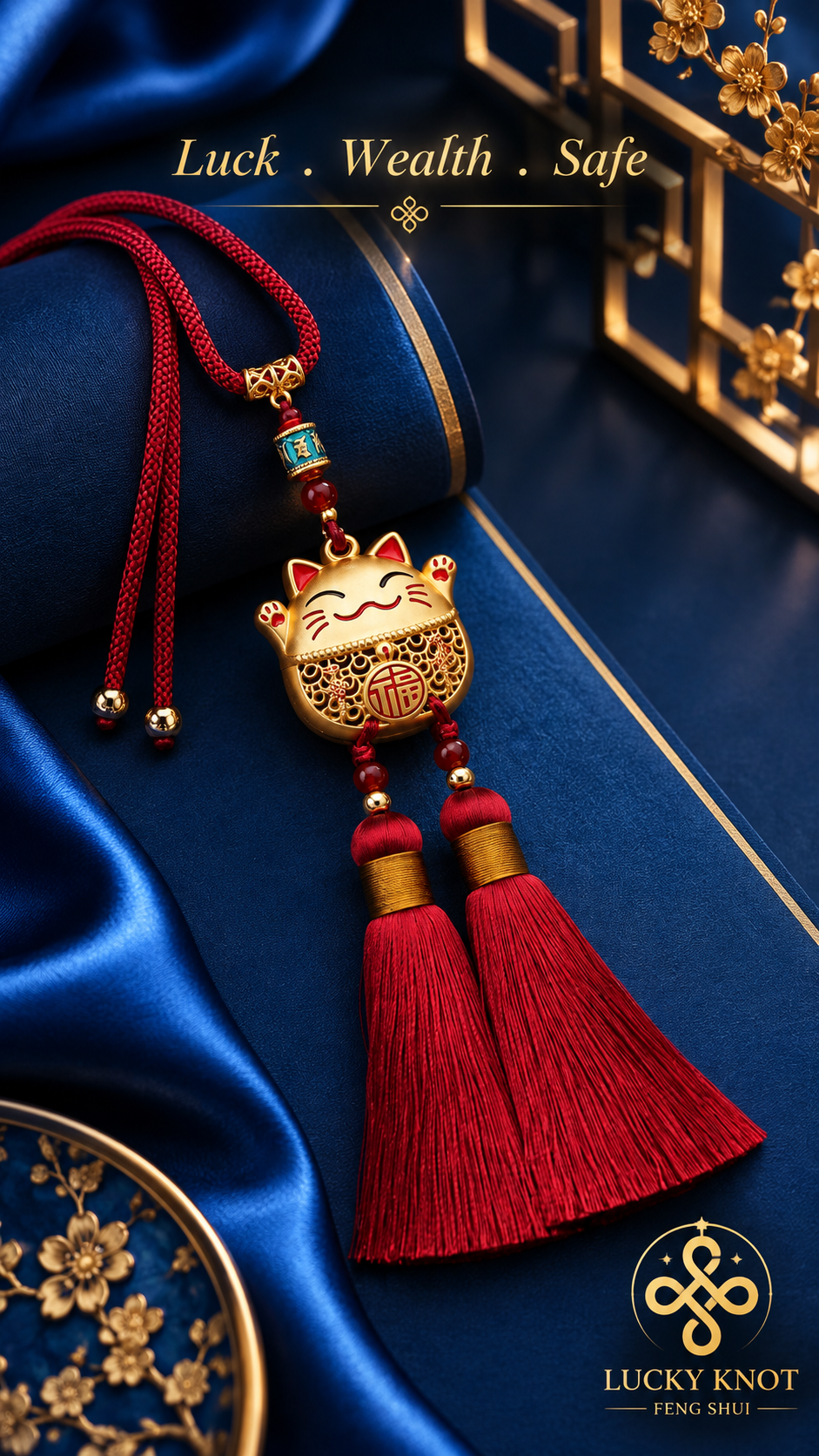 Maneki Neko Wealth & Luck Car Charm