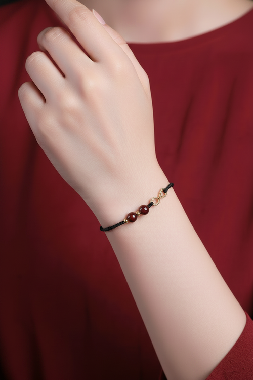 Black String Garnet Bracelet
