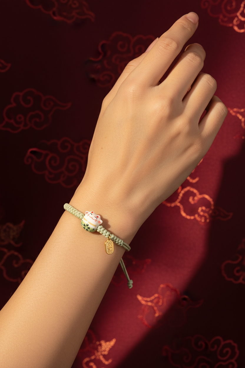 HW - Mint Green Lucky Cat Bracelet